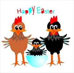 Easter, poultry, humorous vector illustration