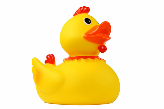 Gelbes Quietscheentchen mit Irokesenfrisur