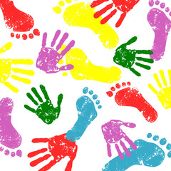 abstract vector hand and foot prints background
