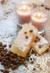 Hand-made soap, aromatic bath salt, candles and coffee beans