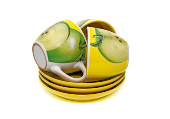Fototapeta premium tea utensils on white background.