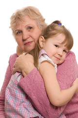The elderly woman with the grand daughter