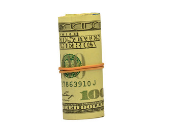 100 US dollar with rubber band