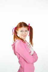 a teenage girl in studio in home wear