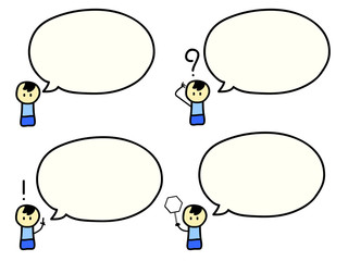 Boy wirh speech bubbles