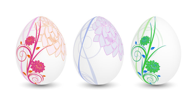 Three floral easter eggs