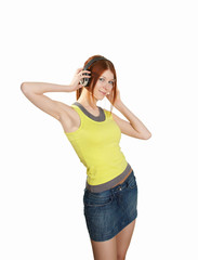 a teenage girl in studio with headphones