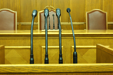 conference room with microphones