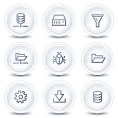 Server web icons, circle glossy buttons