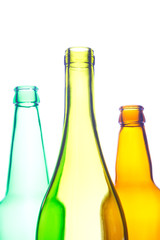 Empty wine and beer bottles