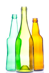 Empty wine and beer bottles
