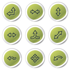 Arrows web icons set 2, green circle stickers