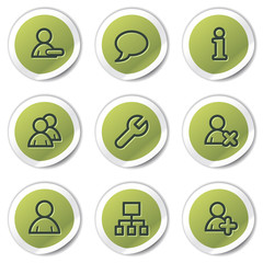 Users web icons, green circle stickers