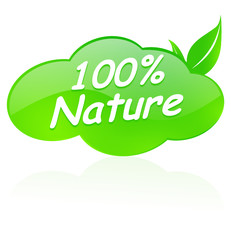 100 % nature sur bouton design nuage vert