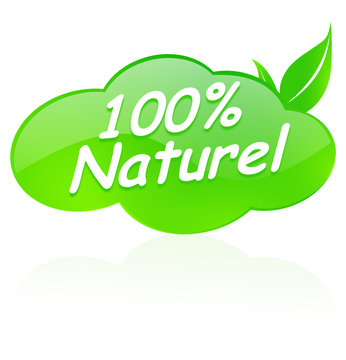 100 % naturel sur bouton design nuage vert