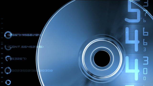 Rotating blue CD with digits (seamless loop)