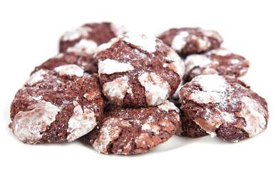 Chocolate cookies isolated on white background