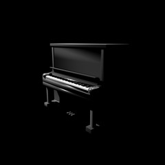 piano 3d isometric black background