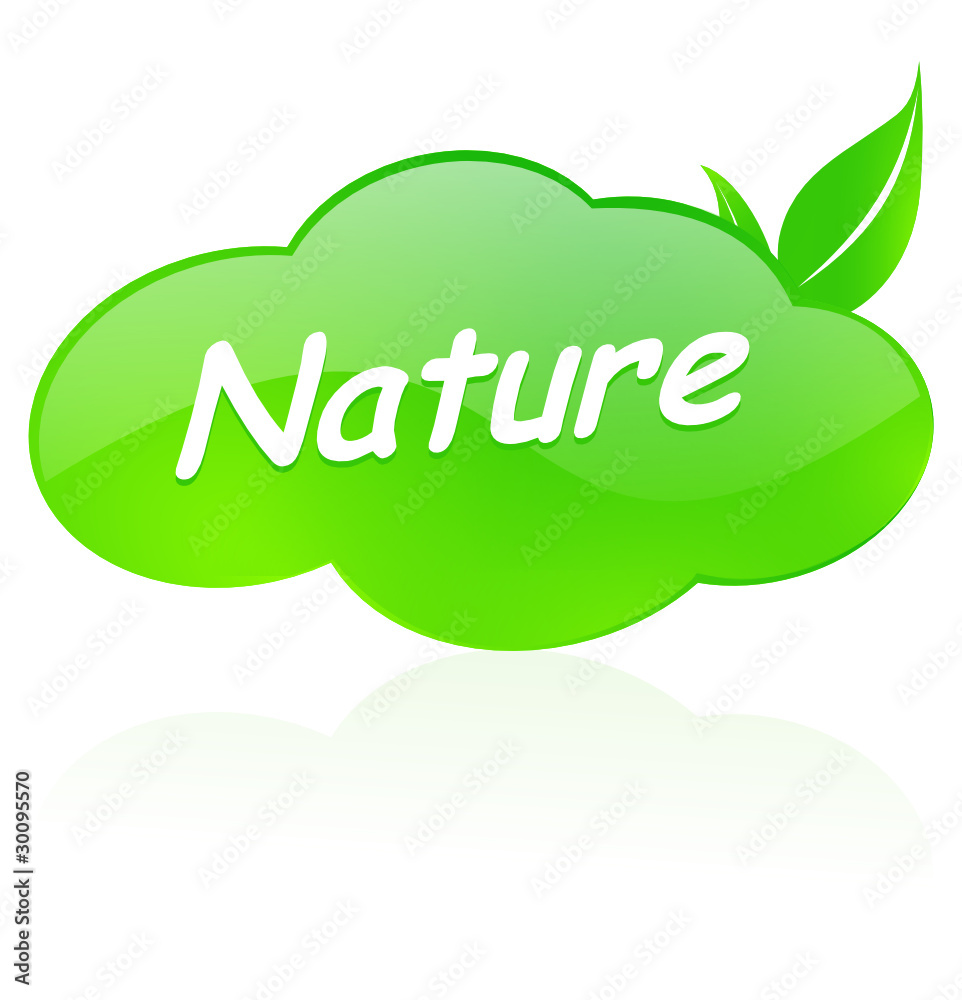 Sticker nature sur bouton design nuage vert