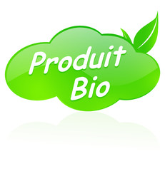 produit bio sur bouton design nuage vert