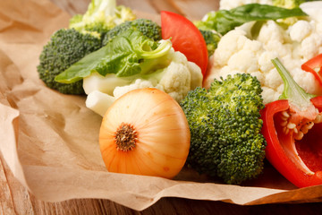 fresh vegetables on the parchment