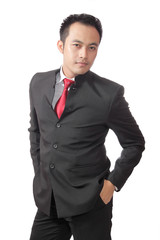 attractive asian business man posing