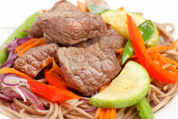 meat with vegetables and noodles
