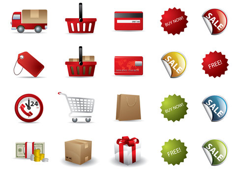 Shopping icons for e-commerce, webshop and other webpages