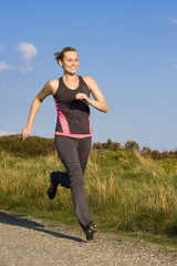 Girl runs in park