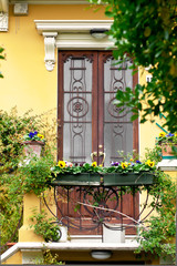 Fototapeta na wymiar Italian Door and Flowers