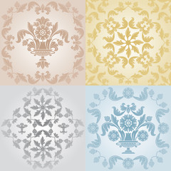 Seamless wallpaper pattern floral, gray
