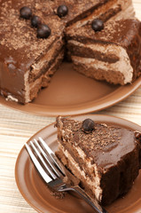 Homemade chocolate cake close-up