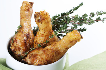 Roasted chicken legs with thyme
