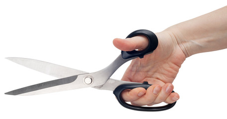 Tailor's scissors in woman hand