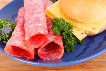 Sandwich on wooden plate