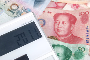 Chinese currency and calculator