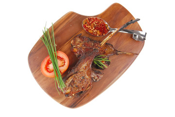 savory plate on wood : grilled ribs