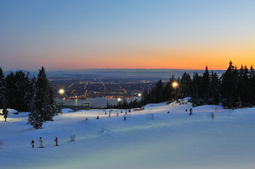 Grouse Mountain Night Ski Runs overlooking Vancouver