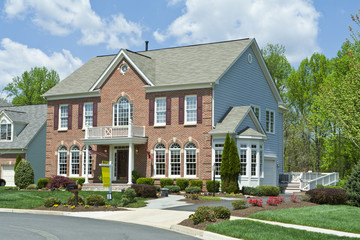 Front Brick Single Family House Home Suburban USA