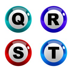 A set of marbles font type, letter Q to T
