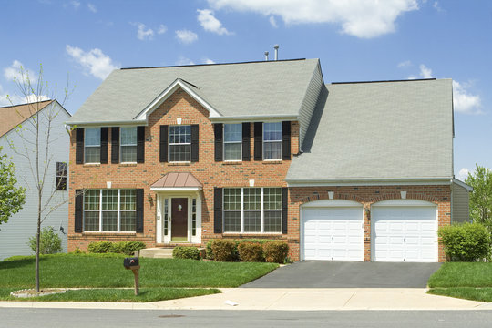 Single Family Home Front View Brick Suburban MD