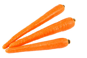 Three Orange Carrots Isolated On White
