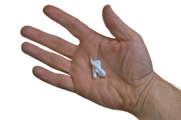 One portion of hand cream in a hand