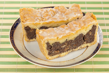 Two slices of poppy-seed cake