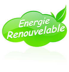 energie renouvelable sur bouton design nuage vert