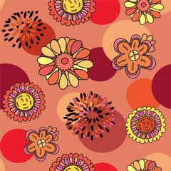 Fototapeta na wymiar Seamless cartoon pattern with flowers