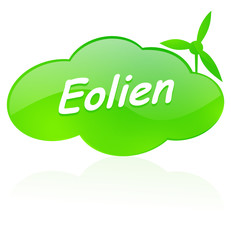 &eacute;olien sur bouton design nuage vert
