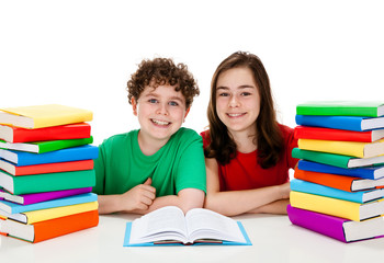 Kids learning isolated on white background