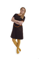 Cute blonde female in 60s style clothes