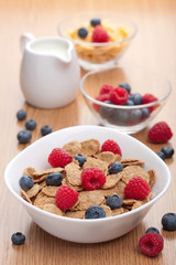cornflakes with fresh berries for breakfast